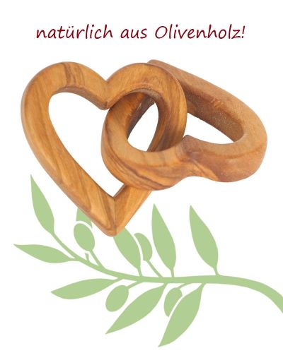 Preview: Herzen aus Olivenholz "Verbundene Herzen"