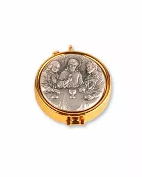 Pyxis vergoldet 5,5 cm Ø Abendmahl versilbert