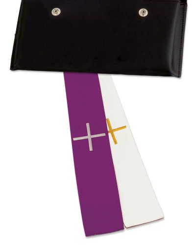 Versehstola, gesticktes Kreuz 5 cm breit weiß/violett