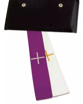 Versehstola, gesticktes Kreuz 5 cm breit weiß/violett