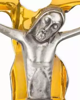 Vortragekreuz Messing versilbert und vergoldet