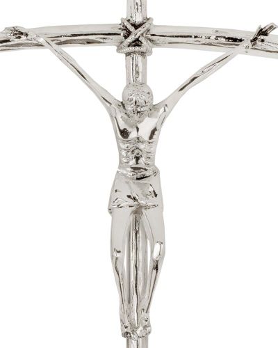 Preview: Vortragekreuz - Papstkreuz 50 x 24 cm versilbert glänzend