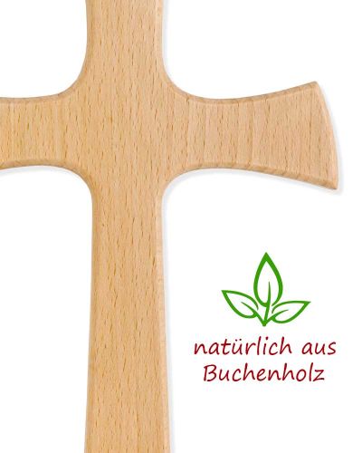 Wandkreuz 25 x 14 cm schlicht Buchenholz natur
