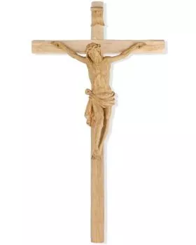 Wandkreuz Eichenholz natur 70 cm hoch Christus 32 cm