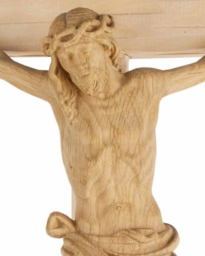 Wandkreuz Eichenholz natur 70 cm hoch Christus 32 cm