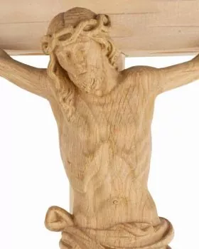 Wandkreuz Eichenholz natur 70 cm hoch Christus 32 cm