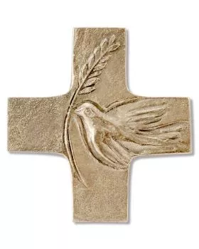 Kreuz Friedenstsaube Silberbronze 83 x 86 mm