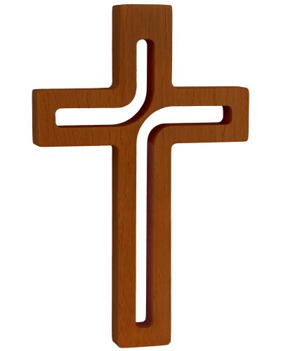 Holzkreuz Buche natur, 12 x 18 cm  durchbrochen