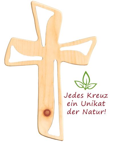 Wandkreuz aus Zirben-Holz durchbrochen 13,5 x 21 cm