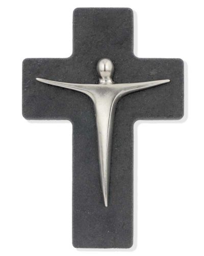 Schieferkreuz 7,5 x 11,5 cm Korpus aus Feinmetall