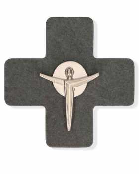 Schieferkreuz 7,5 x 7,5 cm mit Corpus aus Feinmetall