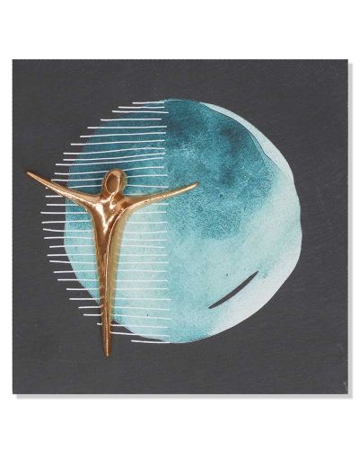 Schieferrelief mit Korpus aus Bronze, 17 x 17 cm