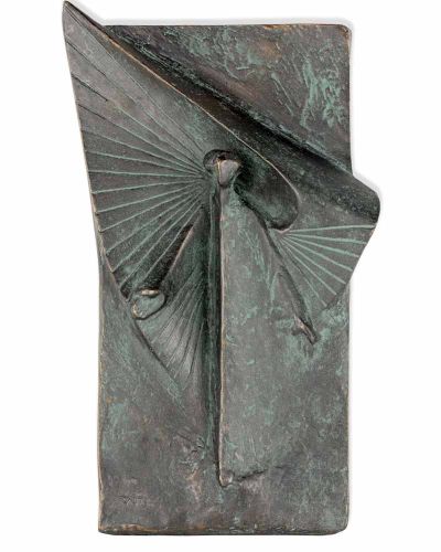 Wandrelief 22 x 11 cm Engel Bronze patiniert