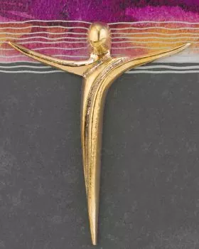 Schieferplatte 14,5x14,5 cm Christuskörper Bronze