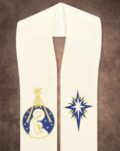 Preview: Marienstola weiß "Stern v. Bethlehem" 135 cm lang