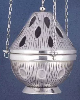 Rauchfass 17 cm versilbert mit Weihrauchschiffchen