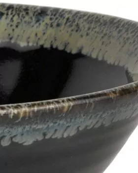 Räucherschale Keramik schwarz mit hellem Rand