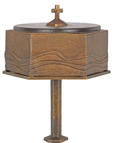 Taufbecken aus Bronze auf Bronzesockel 88 cm hoch