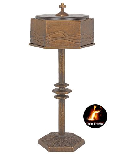 Preview: Taufbecken aus Bronze auf Bronzesockel 88 cm hoch
