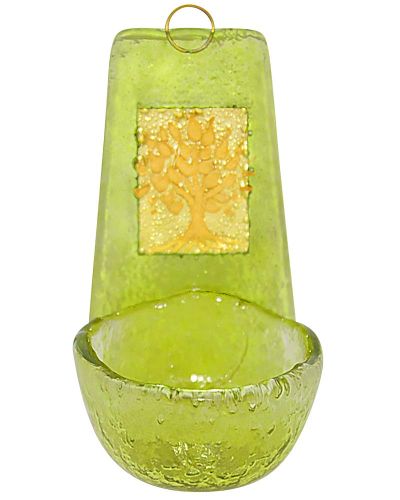 Wandweihkessel Glas grün, "Lebensbaum" 5,5x10 cm