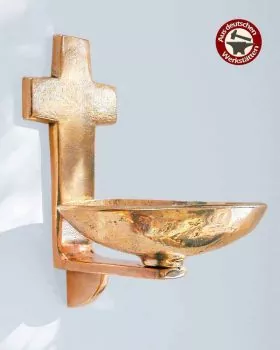 Wandweihwasserkessel aus goldener Bronze