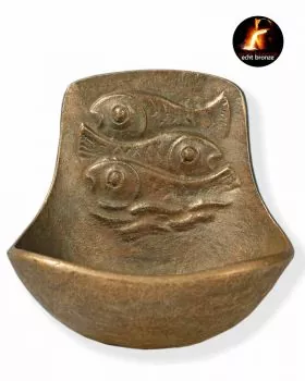 Weihwasser-Wandkessel Bronze, "Fische"
