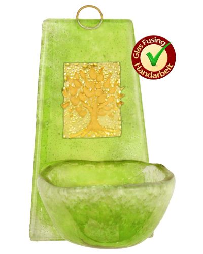 Preview: Wandweihkessel Glas grün, "Lebensbaum" 5,5x10 cm