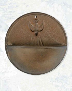 Weihwasserkessel Hl. Geist Keramik braun 15 cm Ø