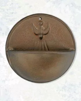 Weihwasserkessel Hl. Geist Keramik braun 15 cm Ø