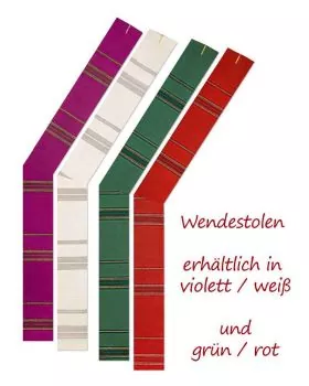 Diakonstola weiß & violett 145 cm mit Steifeneinwebe