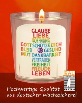 50 Lichterbecher & Kerzen Hoffnung Segenskreuz Regenbogen