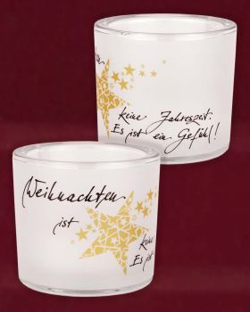 Glas mit Teelicht, 75 mm Ø "Weihnachten / Poesie"