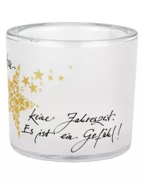 Glas mit Teelicht, 75 mm Ø "Weihnachten / Poesie"