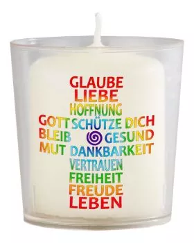 50 Lichterbecher & Kerzen Hoffnung Segenskreuz Regenbogen