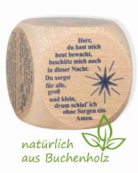 Gebetswürfel Abendgebete Buche Natur 5,5 x 5,5 cm