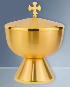 Ziborium mit Deckel 12 cm Ø matt vergoldet 15 cm hoch