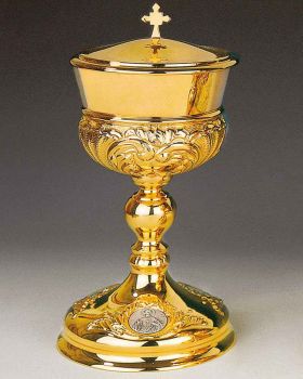 Ziborium barock 25 cm Medaillions versilbert