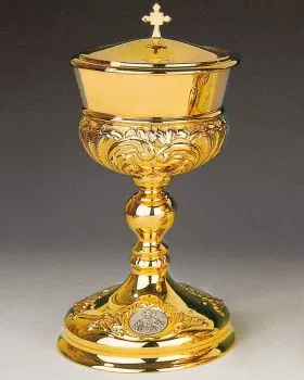 Ziborium barock 25 cm Medaillions versilbert