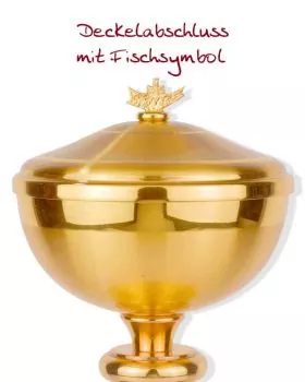 Ziborium matt, vergoldet 12 cm Ø mit Deckel 22 cm