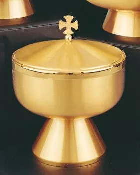 Ziborium schlicht 14 cm Ø matte Oberfläche vergoldet