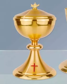 Ziborium matt, vergoldet 12 cm Ø mit Deckel 22 cm