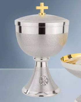 Ziborium versilbert oxydiert 18 cm hoch, 11 cm Ø