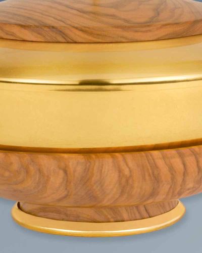 Ziborium  aus Olivenholz innen vergoldet 16 cm Ø