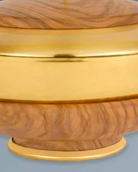 Ziborium aus Olivenholz innen vergoldet 16 cm Ø
