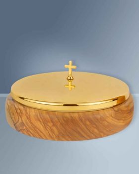 Ziborium 12 cm Ø  Olivenholz für ca. 100 Hostien
