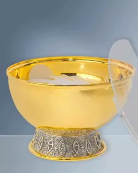 Ziborium vergoldet 14 cm Ø mit Plexideckel 10 cm hoch