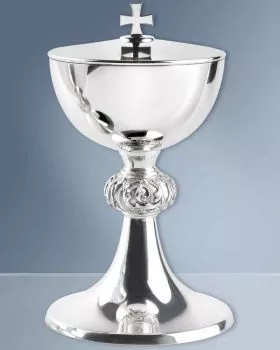 Ziborium Messing versilbert 18 cm hoch