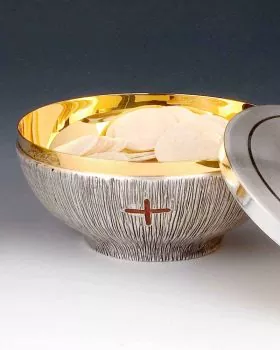 Ziborium versilbert 14 cm Ø mit IHS