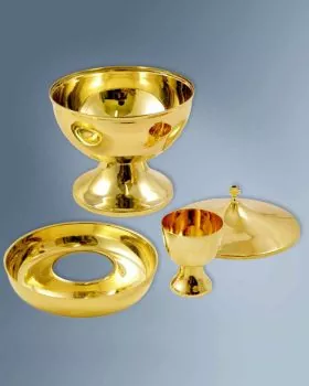Ziborium zwei Gestalten, vergoldet, ca. 17 cm hoch
