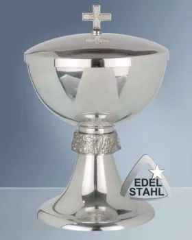 Ziborium Edelstahl innen vergoldet, 18 cm hoch